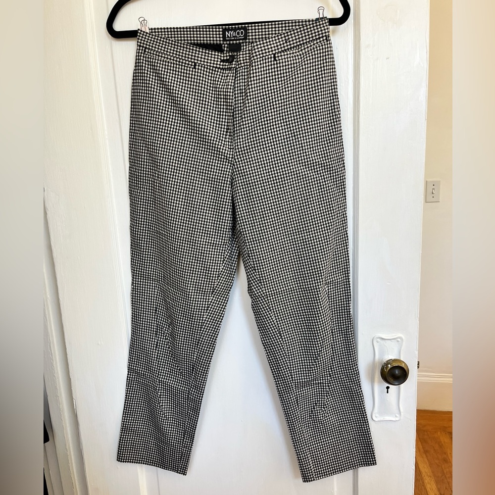 Gingham Slim-Straight Trousers